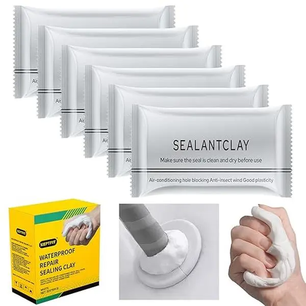 Air Conditioning Hole Sealant Mud (5 Packs, 20g Each) - Waterproof Adhesive, Moldable Sealant, Joint Filler, Filler Stick, Crack Repair Sealer for Household Wall Hole Repair, Rodent-Proofing, Moldable Sealant Sealers