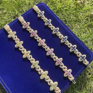 [ICE HUE]18K Gold Vacuum Plated Copper with 5A+ Sri Lanka Zircon Infinite Four-Leaf Clover Bracelet Miami Italy Mexico & Micro Inspired for Women & Men Luxury Jewelry,Daily Wear,Casual Fashion,Gift Idea,,Classic,Hip Hop,Simple,Sporty Style