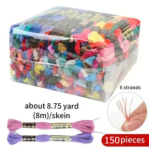 LOVIMAG Embroidery Thread Floss 150 Colors Skeins for Friendship Bracelets Cross Stitch Kit Supplies Thin Yarn Sewing Patterns Cotton Strings Crochet Braces Wrap Rainbow Crafts Organiser Set - Colorful