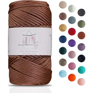Polyester Macrame Cord 2mm x 125 Yards 2mm Polypropylene Macrame Cord for Crochet Macrame Bag Crafts Wall Hangings Bags Underplate Rug (1 Copper)