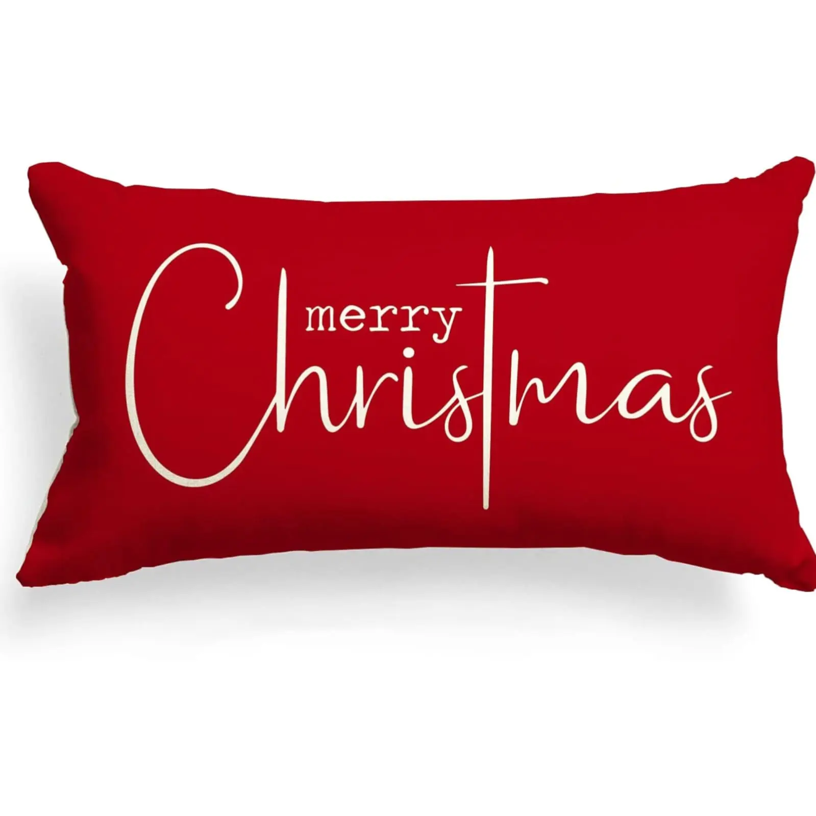 Christmas Red Cotton Cloth Decorative Throw Pillow