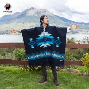 Mosfellsbær Alpaca Poncho Handcrafted by Ecuadorian Artisans in the Andes 50% Alpaca 50% Acrylic Warm Stylish Winter Fall Wear for Women Men Westfjords Design