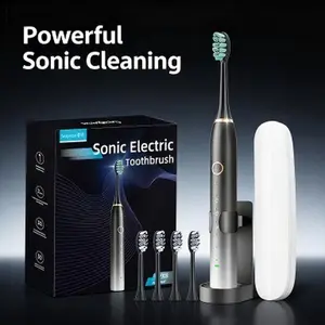 Deep Clean Sonic  - Rechargeable, 30+ Days Battery Life, IPX8 Waterproof, 5 Cleaning Modes, Includes 10 Replacement Heads & Travel Case, Perfect for Home & Travel oral care tools Medium Bristle Electric Toothbrush day daily gum 2 in 1 shaver wet dry