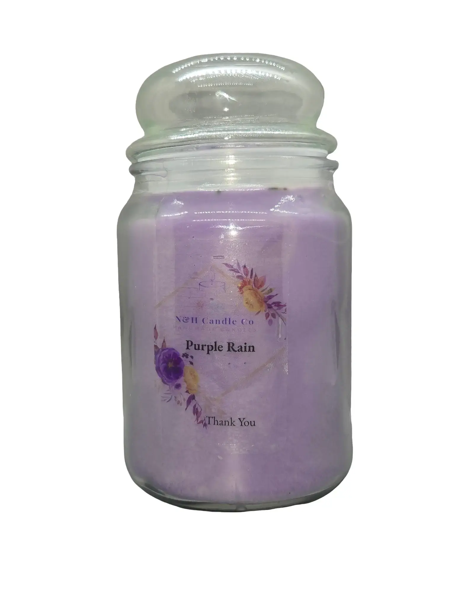 N&H Candle Co Purple Rain Candle Decor Fragrance - Woody Scented with Musky Aromas & Lavender Notes for Room Decoration