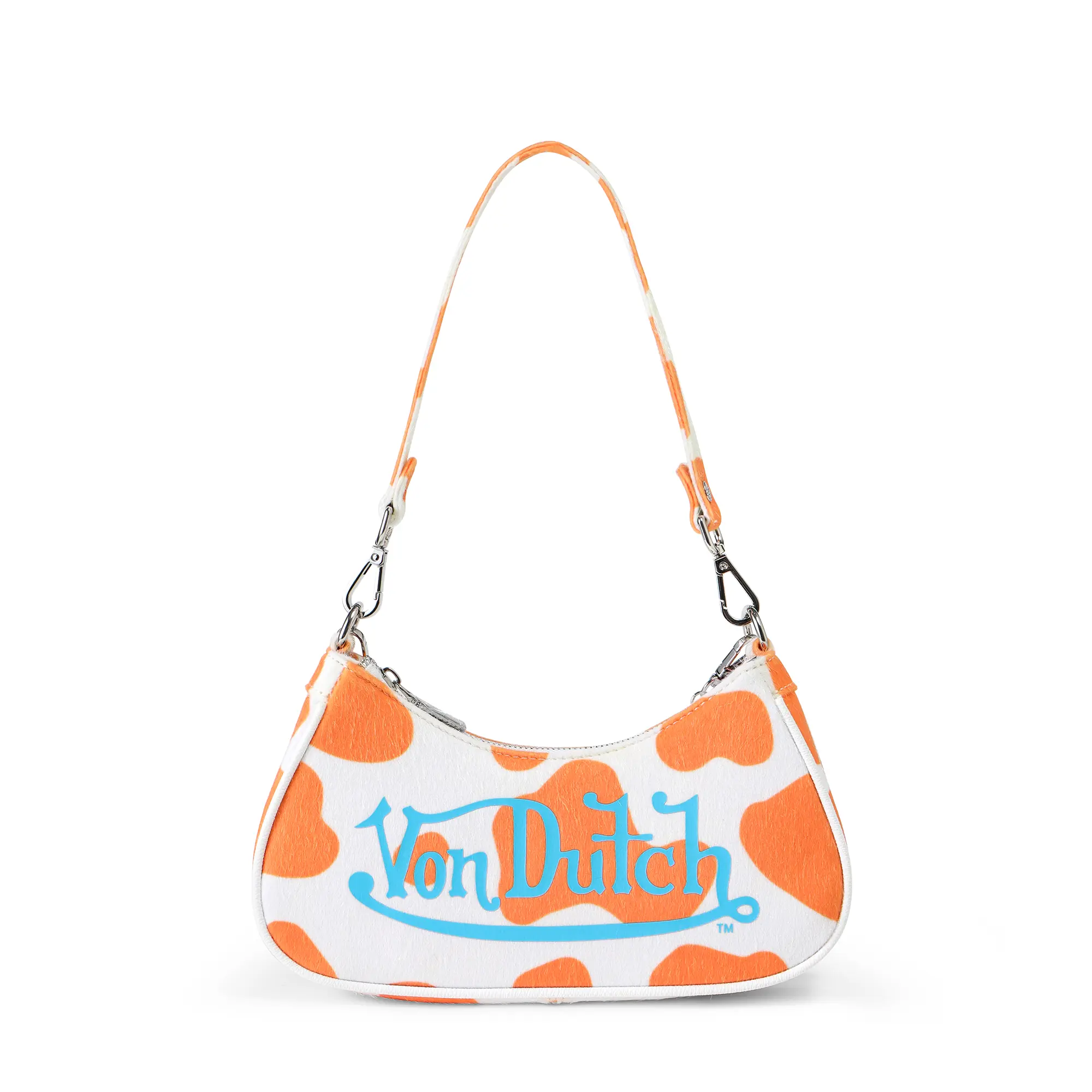 Orange Cow Print Shoulder Bag