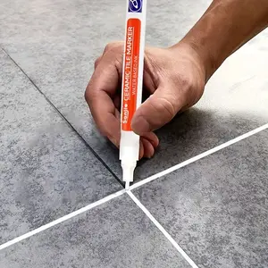 1/4Pcs Heavy-Duty Grout Repair Pen, Tile Grout Pen, Tile Marker Pen, Paint Repair Pen, No Mixing Formula Needed, Ideal for Bathroom Kitchen Porch Patio, Fine Tip Design, Color-Coded Cap