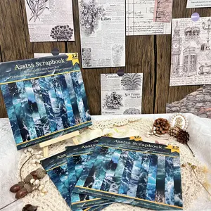 Sea Wave Pattern Scrapbooking Paper Pad, 12 Sheets Scrapbooking Supplies, Multipurpose Decorative Paper for Scrapbooking & Journal Making