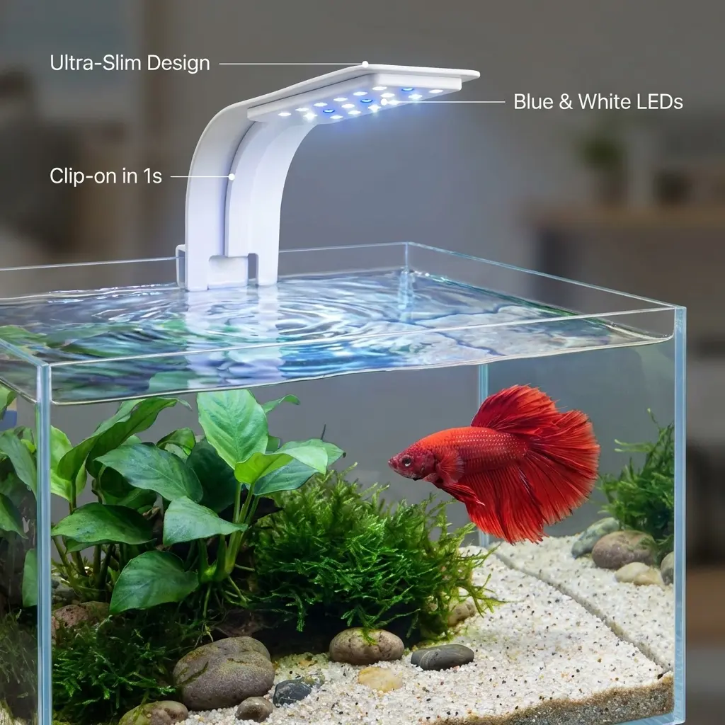 Aesthetic Ultra-Slim Aquarium Light - Clip-on LED for Stunning Betta & Nano Tanks