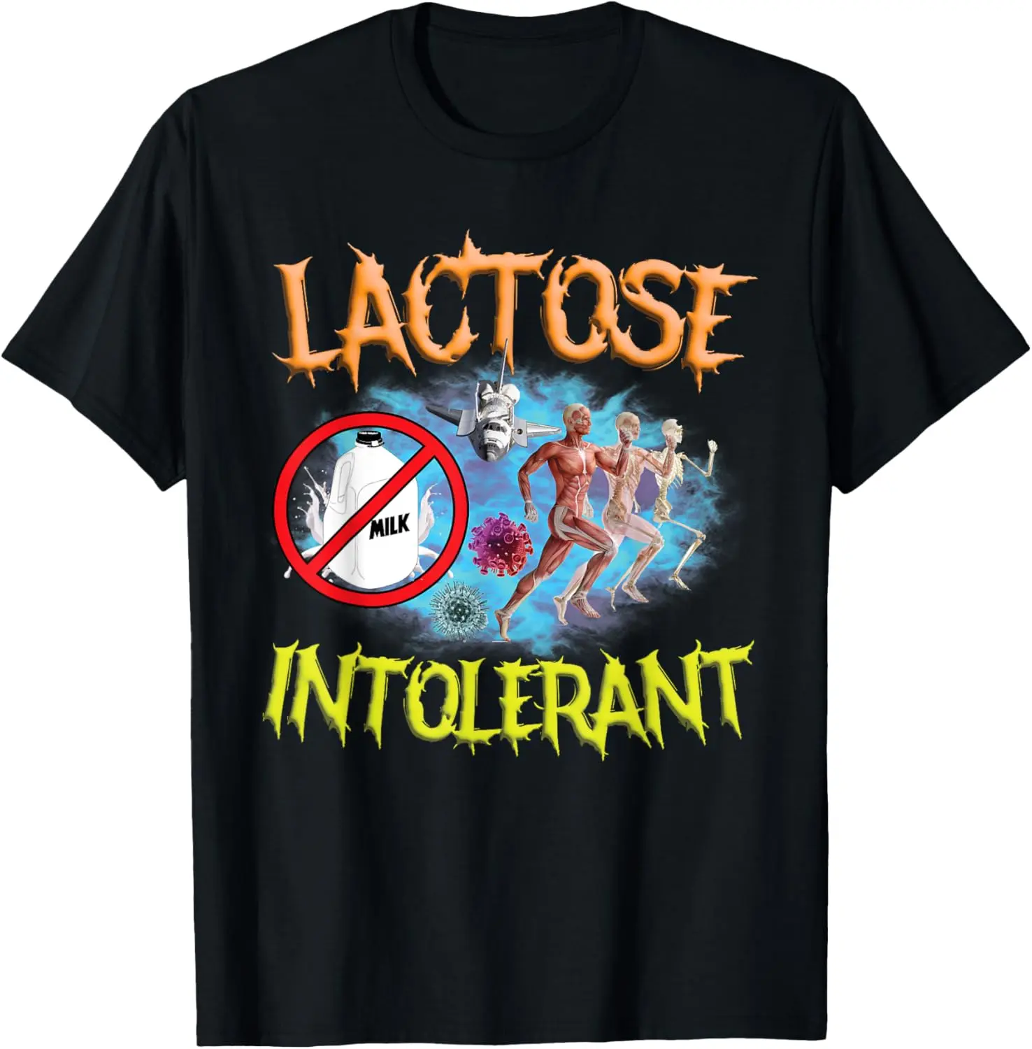 Lactose Intolerant Ironic Sarcastic Funny Humor Cringe Meme T-Shirt Pure Cotton Graphic Tees: Unisex Gifts for Men Menswear Top