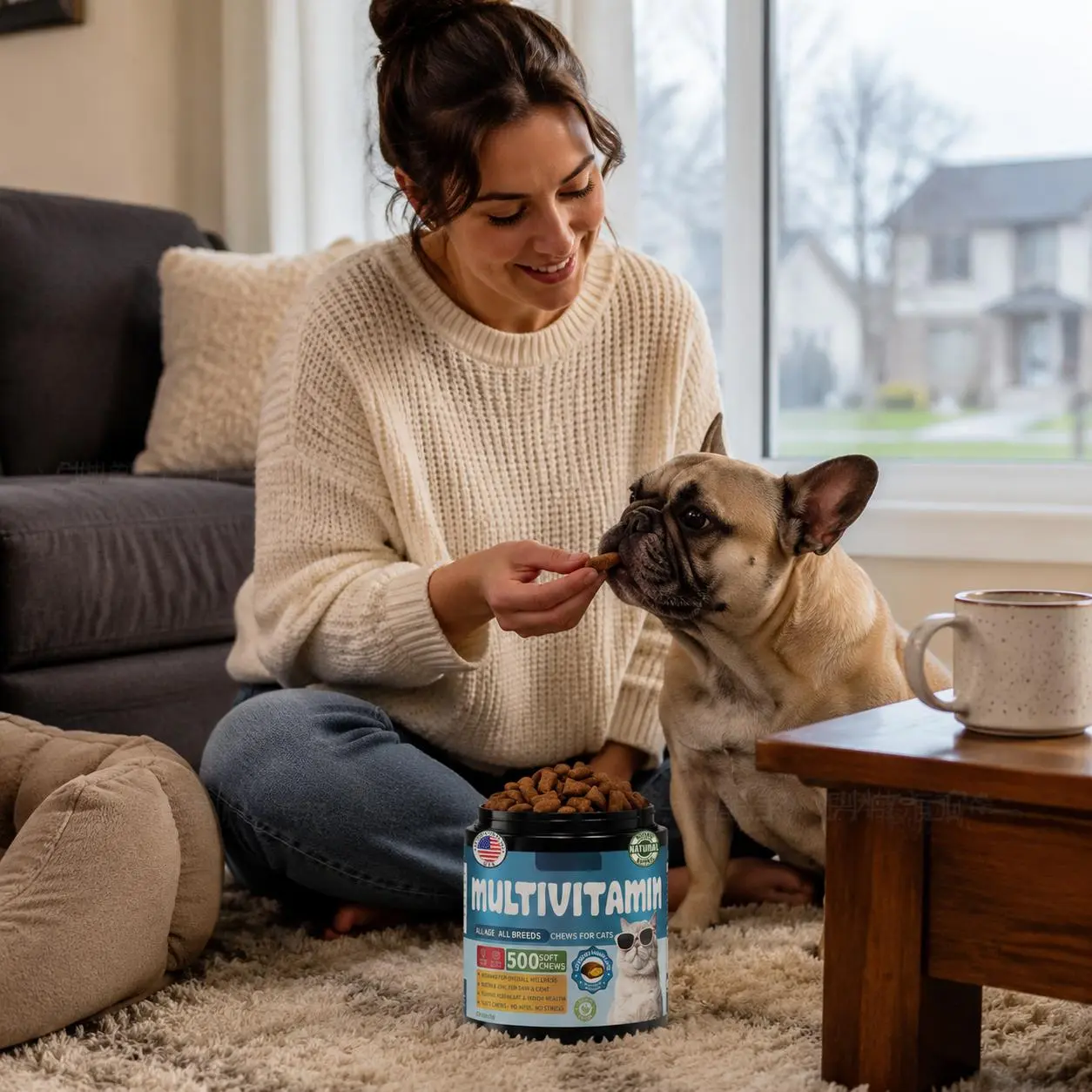 Dog Multivitamin Filled Snack - Urine Leakage Support Multi-Purpose Supplement, Chicken Flavor tick coat health affordable care overgrowth
