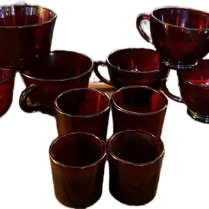 Avon depression ruby cup and glasses. 11 count Tumblers