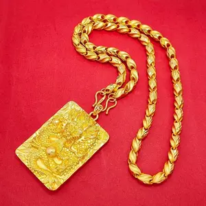 Trendy Hip Hop Dragon Brand Necklace Pendant Bamboo Knot Cloth Pattern Dragon Necklace Domineering Pendant TikTok Live Big Boss Pendant,romantic,men's