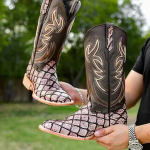 Mens Orix Pirarucu Leather Boots - Square Toe