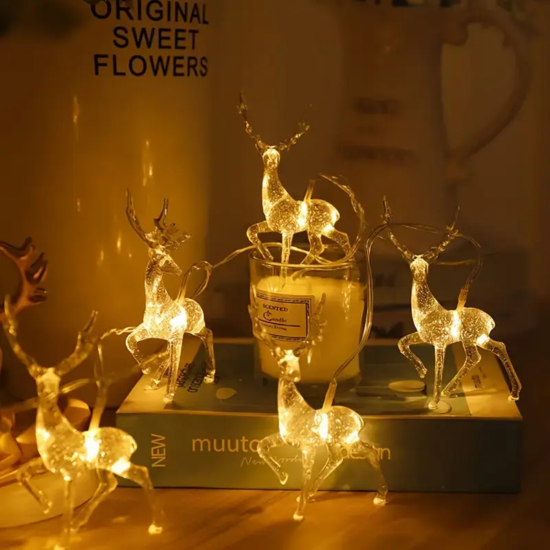 Twinkle in Reindeer Magic!  Illuminate Your Holidays with 10LED Reindeer Fairy Lights  Perfect for Christmas and New Year's Party Decor!