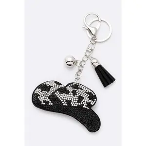 Cow Print Cowboy Hat Stone Pillow Key Chain
