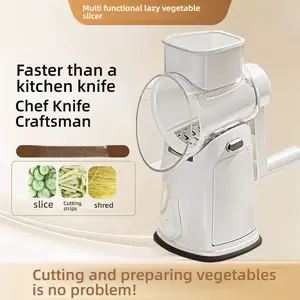 Handheld Rotating Cheese Grater with 6 Precisely Designed Blades, Powerful Suction Base, Kitchen Tool for Slicing Vegetables and Fruits, Multifunctional Gadget for Cutting Foods without Hurting Hands