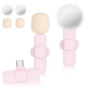 Wireless Lavalier Microphone, USB Rechargeable Wireless Microphone, Noise Reduction Microphone for Video Recording Interview Podcast Vlog, Audio, Mobile