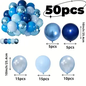 50-Pack Metallic Blue Balloons, Elegant Metallic Sheen, Deep Sky Blue & Light Blue, Party Decorations for Various Occasions, Balloon Party Supplies