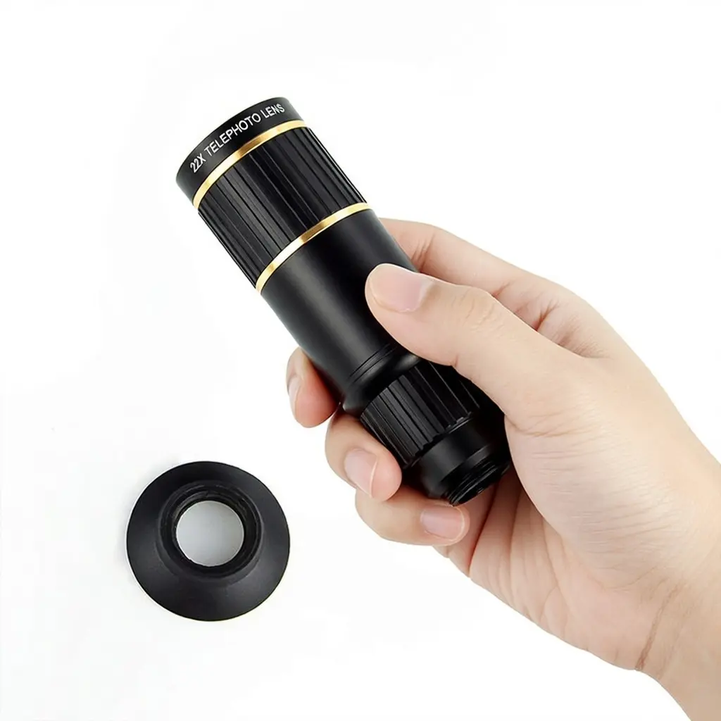 22x Zoom Portable Clip-On Mini Monocular Telescope, ABS-Full Metal Fuselage High Definition Focusing Scope (17mm-33mm), 500m View Range, Clip + Cloth Included for Hiking, Bird Watching (22x Metal Full Set Portable Monoculars)
