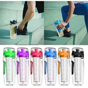 32Oz  jar  Fruit Infusing Infuser Water Bottle Water Fruit Bottle BPA Free Plastic Sport Fruit Infuser Water Bottles With Infuser Juice Shaker Drink Bottle Of Water