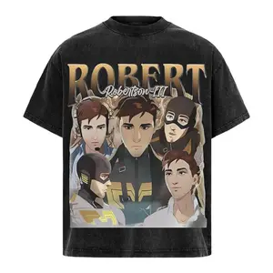 Robert Robertson III Dispatch Shirt Mecha Man Vintage Bootleg Washed T-Shirt Retro Anime Mech Graphic Tee for Fans