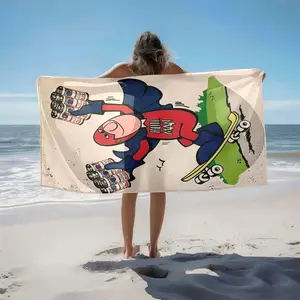 1 piece Budman beer superhero image on a skateboard themed beach towel - Quick-dry Absorbent Beach Towel, Upgraded Fiber Material, suitable for Beach, Camping, Birthday, Quick-dry and Absorbent, Modern Pattern Style, Brings a Refreshing Summer
