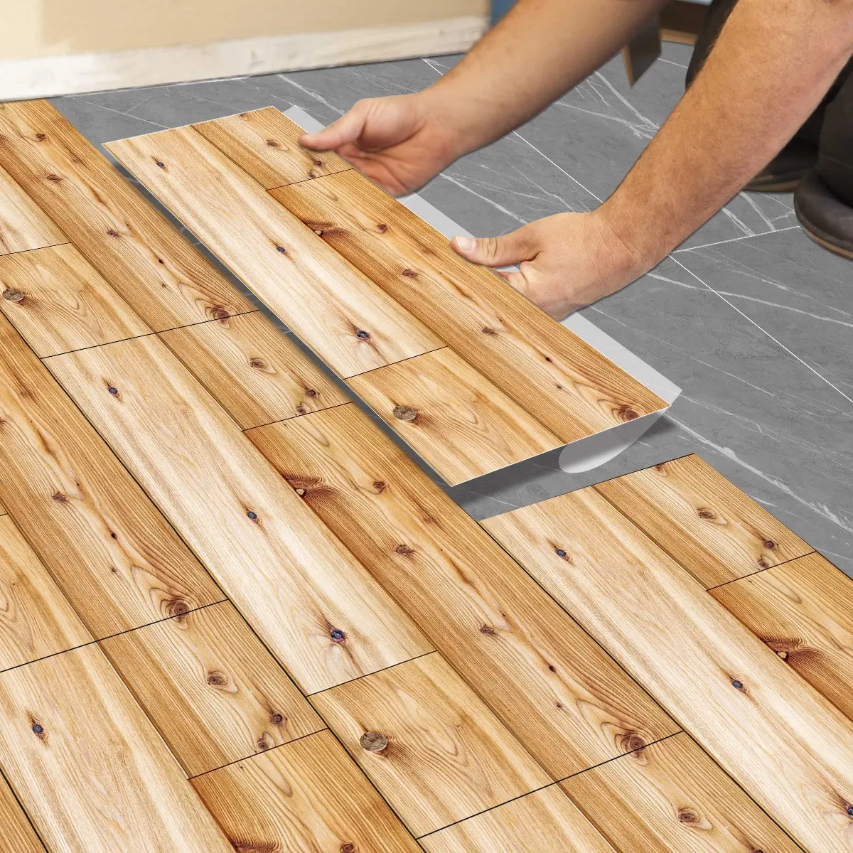 Light Wood Grain Floor Tile, 5/10/20pcs Kitchen Bathroom Glue Free Waterproof, Durable & Easy Install Flooring Solution Durable Pvc Material Self Adhesive Tiles Self Adhesive Waterproof