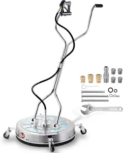 Tool Daily 24" Pressure Washer Surface Cleaner Attachment with Dual Handles, Stainless Steel Driveway Cleaner for Power Washer with Wheels, Pressure Wash Concrete, 4500 PSI