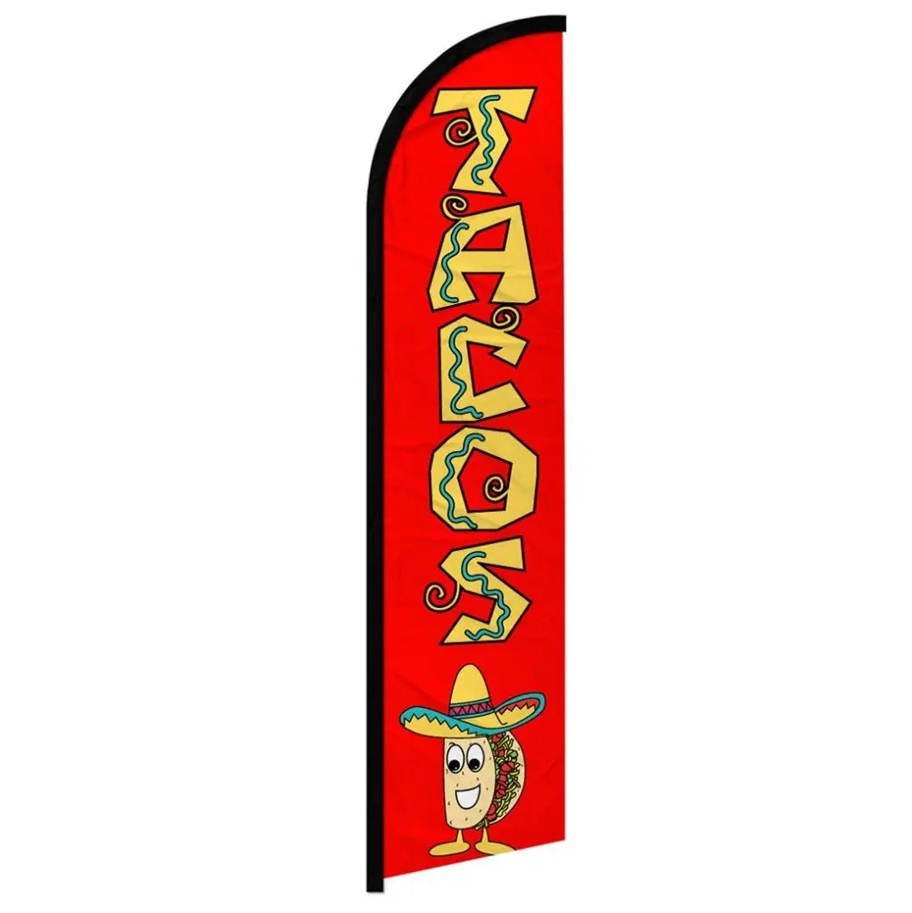 Red Taco-Themed Polyester Windless Windproof Decorative Banner, Mexican Festive Home Supply, Outdoor Party Event Props, Backdrop Decoration