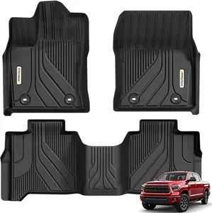 YITAMOTOR Floor Mats Fit for Toyota Tundra CrewMax Cab 2022-2025, Custom Fit Tundra Car Mats, All-Weather TPE Front and Rear Row Floor Liners