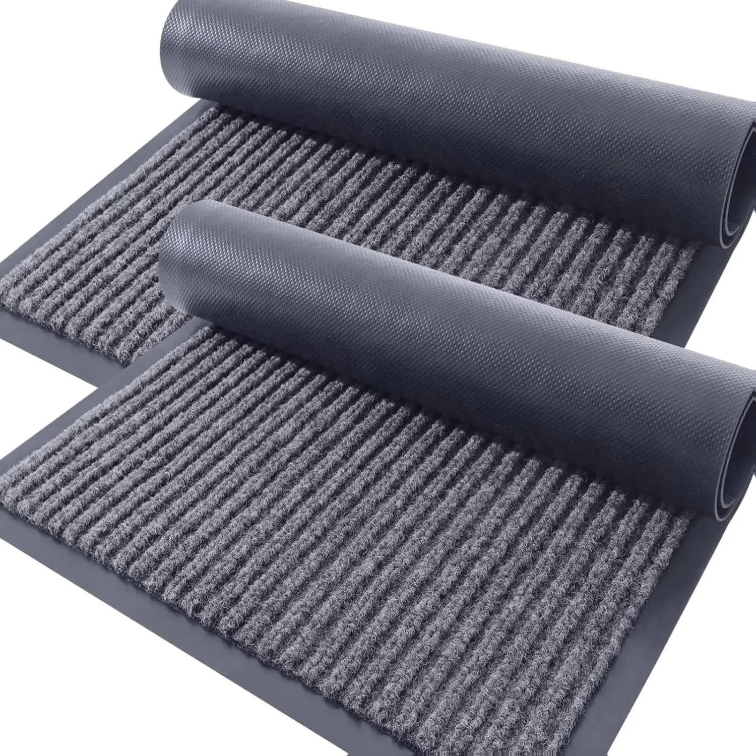 [New Deal]- Front Door Mat Indoor Outdoor Entrance, 2-Pack 29.5 x 17 Inch, Waterproof Heavy Duty Doormat, Fade Resistant, Low Profile, Easy Clean Patio Porch Welcome Floor Mats for Entry, Grey