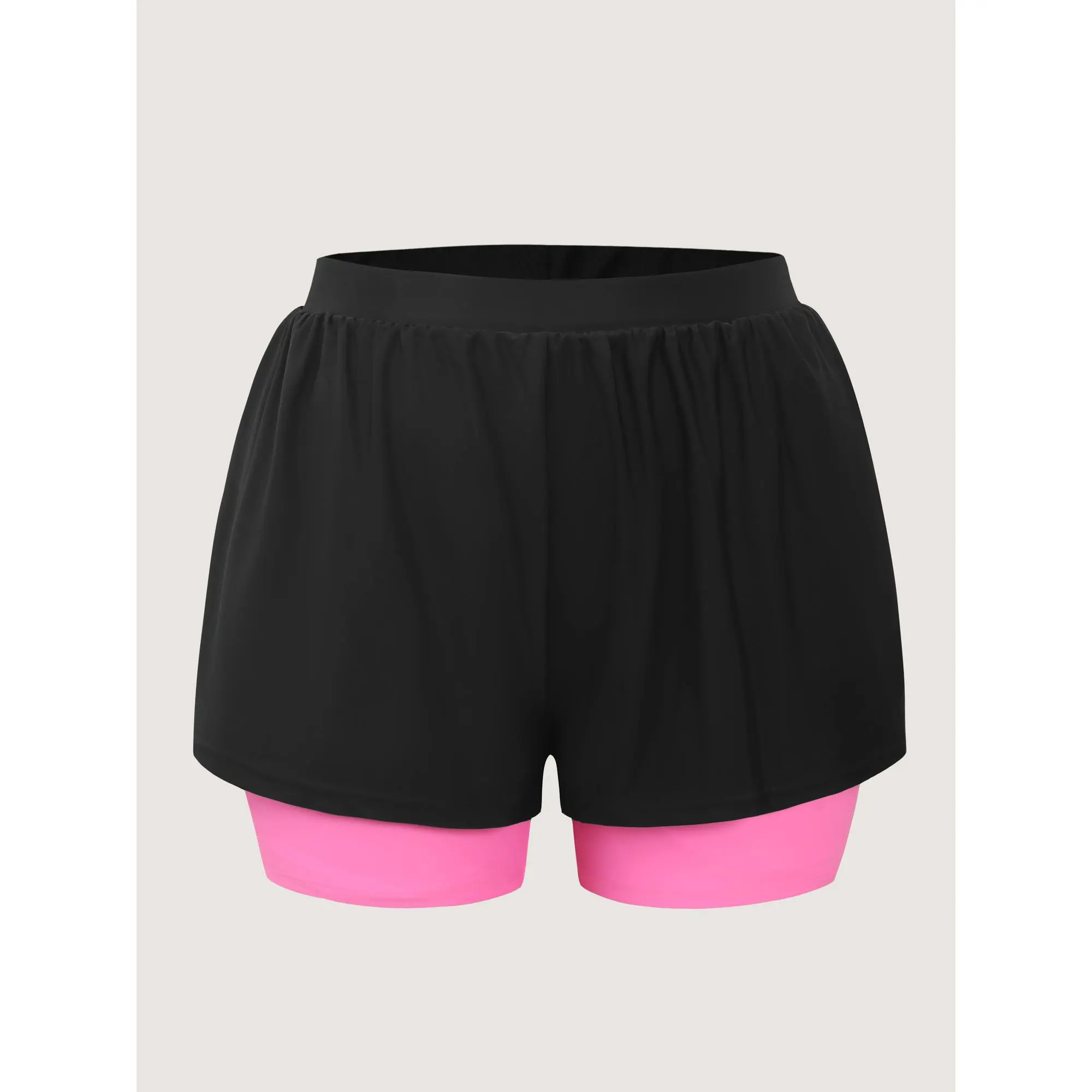 【Bottoms Only】Women's Plus Size High Waisted Tummy Control Tankini Bottoms - Color Contrast Layered Hem Pocket Swim Trunks,High Waisted Bikini Bottoms with Pockets,Hot Girl Summer Beach,Swimwear Shorts,Beach Outfits,M-6X,Summerfinds