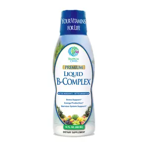 Tropical Oasis Premium Liquid B Complex Vitamin - Fast Absorbing Supplement with 8 Essential B Vitamins for Energy & Immune Health
