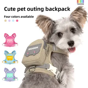 Pet self-backpack, traction rope, outdoor travel, anti-break free, dog walking rope, pet chest strap, convenient storage of pet bags