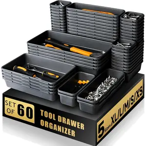 [60 PCS Upgraded]  Tool Box Organizer Tray, Toolbox Desk Drawer Organizer, Tool Box Tray, Toolbox Organization Storage for Rolling Tool Chest (60 PCS)
