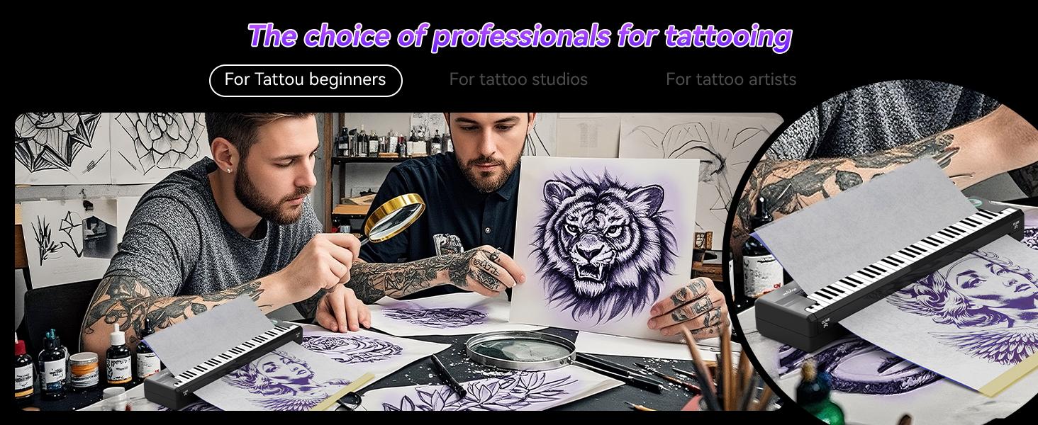 Tattoo Stencil Printer – Pino Wireless  Compact Thermal Tattoo Machine with Inkless Technology, 10pcs Transfer Paper, Compatible with Phone, Tablet & PC,Tattoo Supplies for Tattoo Artists & Beginners