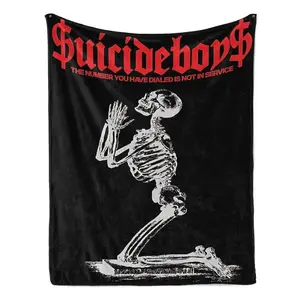 Suicide Artist themed blanket, made of soft flannel material, providing warmth and durability. It is the perfect gift for fans, a warm home decoration, and an ideal choice for music lovers.