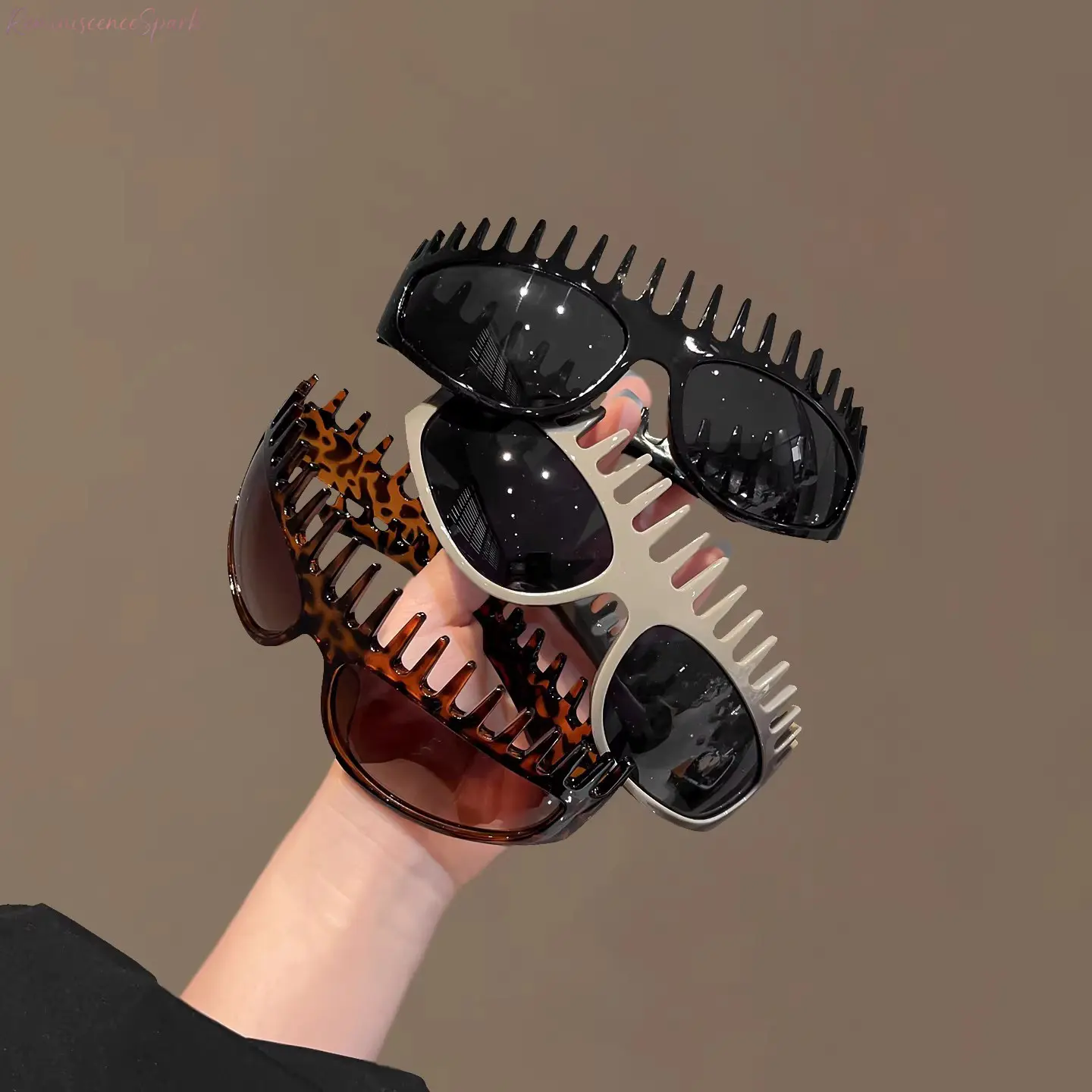 Unisex 3-Pack 2026 2-in-1 Hairband Sunglasses, Spiked Design Trendy Streetwear Sports Eyewear, UV400 Protection Styling Headband, Ideal for Parties, Festivals, Spiked Design Sunglasses, Trendy Streetwear Sunglasses