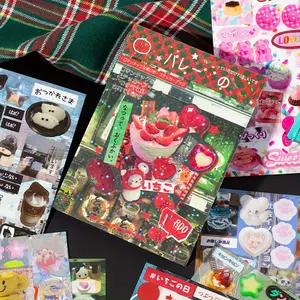 45 Sheets/Book PET Film Cut Film Japanese Ancient Comic Style Sticker Book 22CM*14CM Handbook Decoration Material Sticker Book