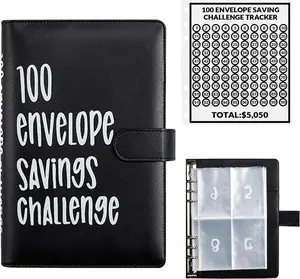 100 Envelope Challenge Binder, Money Saving Challenge Book - Easy & Fun Way to Save $5,050, Envelopes Money Saving Challenge Budget Binder, Challenges Binder, Budget Binder with Envelopes challenge book Organize Gift Durable Waterproof Soft