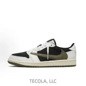Leather, low-top, retro basketball shoes for women in black and green olive style
