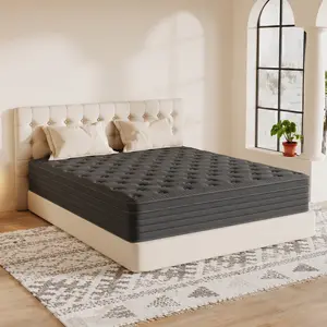 Queen Size Mattress, Queen Size King Size Cooling Gel Memory Foam Mattresses for Pressure Relief, Medium Firm Hybrid Mattress in a Box, CertiPUR-US Certified Zero Disturbance for Couples