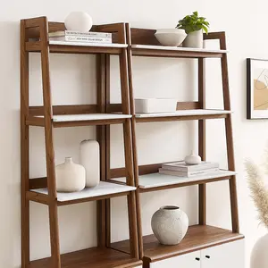 Modway Bixby Wood Bookshelves - Set of 2 in Walnut White