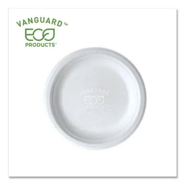 Eco-Products EPP016NFA Round 6 in. Compostable Disposable Sugarcane Plates, Heat-Resistant Kitchen & Tableware Essential for Food & Beverage Use