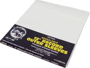 100 Pack 12 Inch Vinyl Record Sleeves Resealable Outer Covers Archival 2 Mil BOPP for LPs and Gatefolds