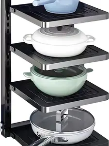 Pot and Pan Organizer Rack for under Cabinet, Heavy Duty Pot Pan Rack under Sink Kitchen Set Steel