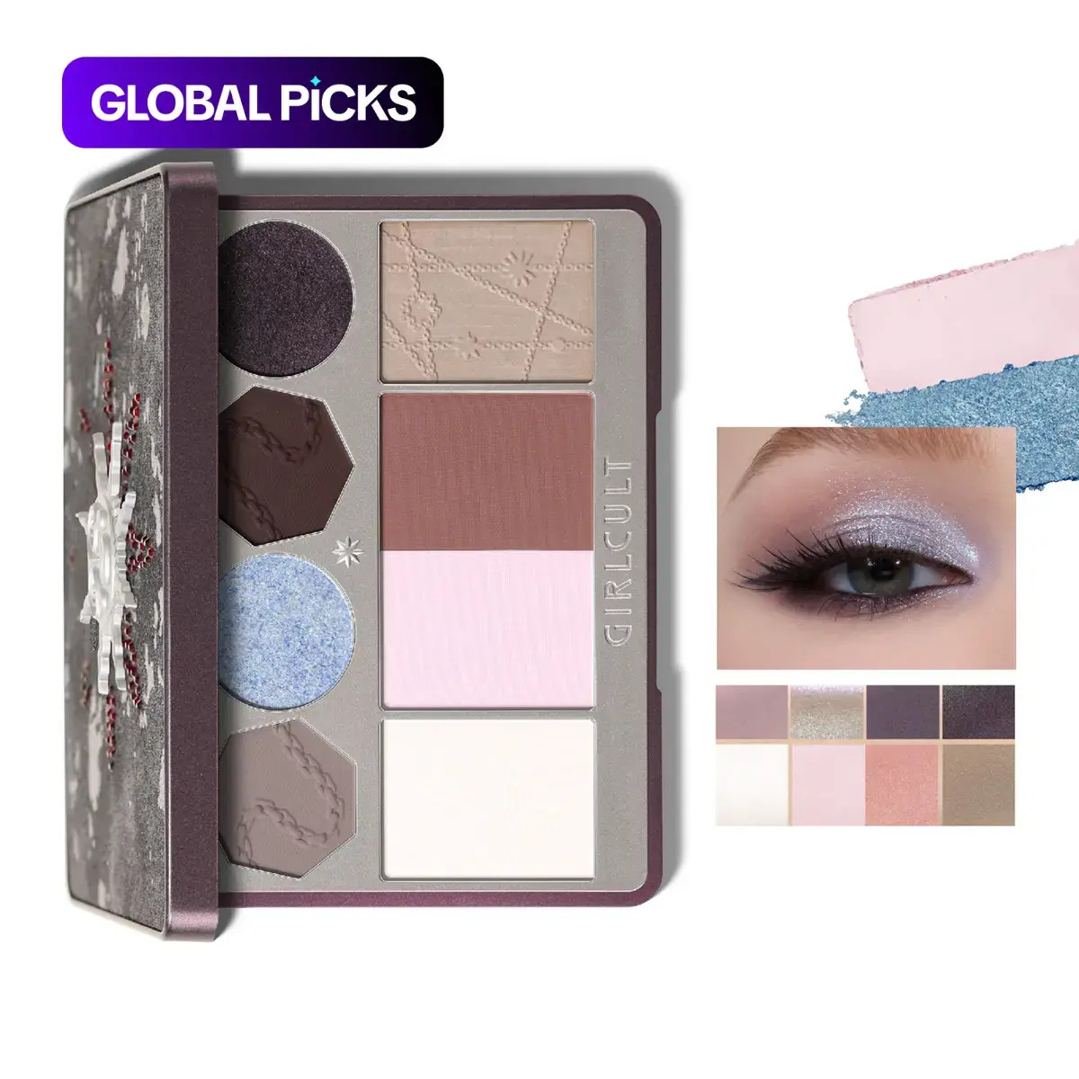 Girlcult Face Palette, Shimmer Long Lasting Bronzed Glow Up Glowy Highlighter & Blush & Contour Pigment Palette, Makeup Cosmetic Palette, Facial Beauty Bronzer Makeup Product for Women & Girls #GLOBAL PICKS