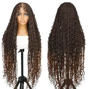 SuperNova #1B/30 36 Inches Full Lace Premium Synthetic Fiber Bohemian Box Braided Wigs Knotless #SummerVibes