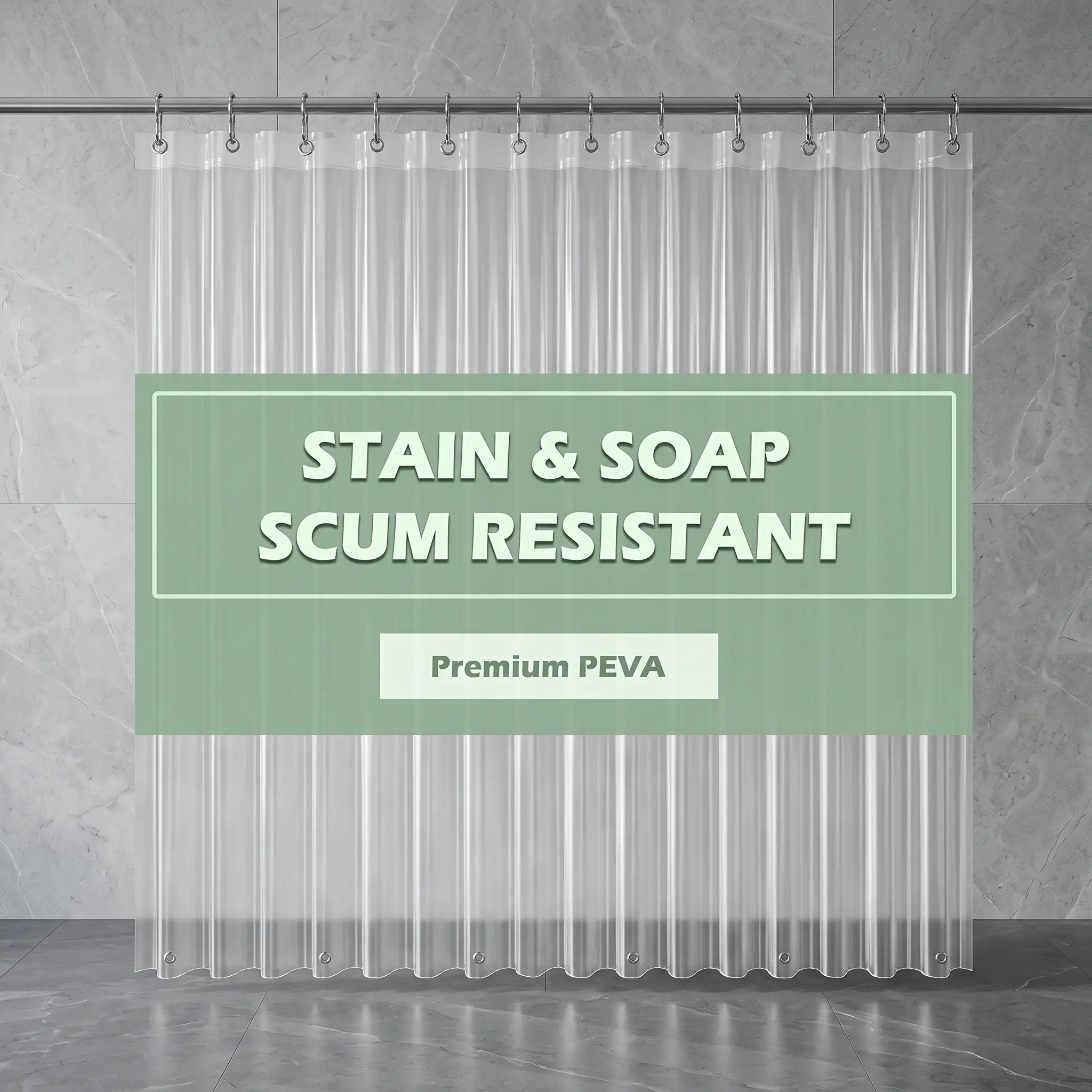 Clear Shower Curtain Liner Waterproof PEVA Bath Curtain with Weighted Magnets Rustproof Grommets 72x72