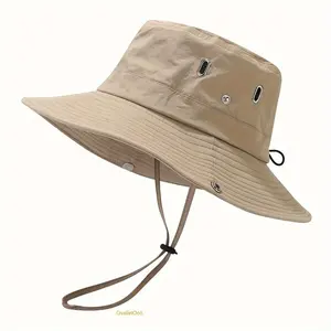 OvalletOoh Unisex 2-Pack Quick-Dry Bucket Hat - UV Protection, Breathable, Drawstring Cap for Outdoor Sports Activities